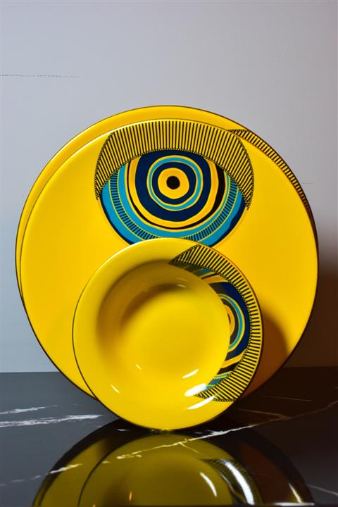 Diamond Porselen 18 Parça Çay Seti Nazar Boncuklu Mavi