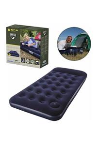 BESTWAY Lacivert Pavillo Twin Flocked Air Bed Tek Kişilik Şişme Kamp Yatak