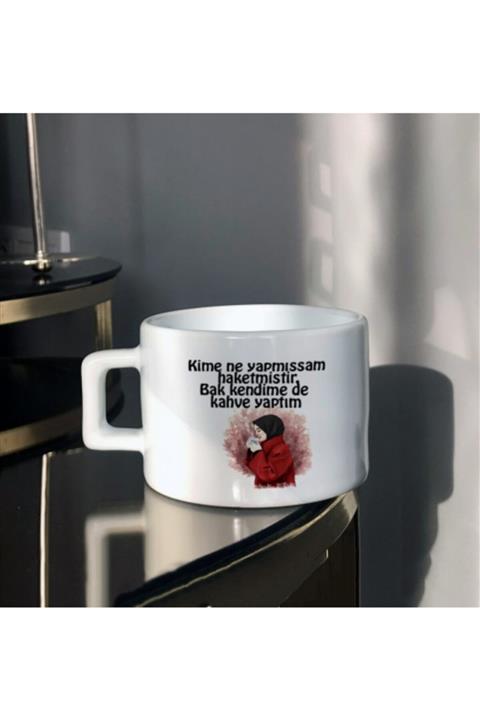 Hediyexpres Çay-kahve Tesettürlü Kendime De Kahve Yaptım Baskılı Fincan