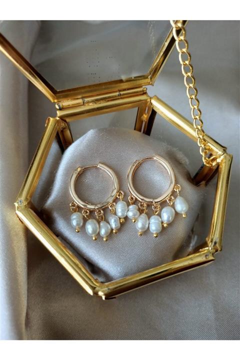 SU PERİSİ TAKI BİJUTERİ Yargı Kupesi Incili Kararma Yapmaz Halka Küpe