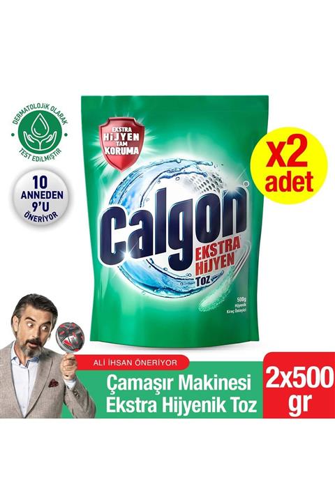 Calgon Ekstra Hijyen Çamaşır Makinesi Kireç Önleyici ve Temizleyici Antibakteriyel Toz 2x500 gr