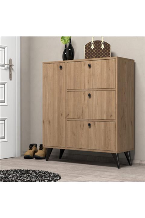 Mezza Ayakkabılık 6 Raflı 4 Kapaklı Meşe Bella 1802