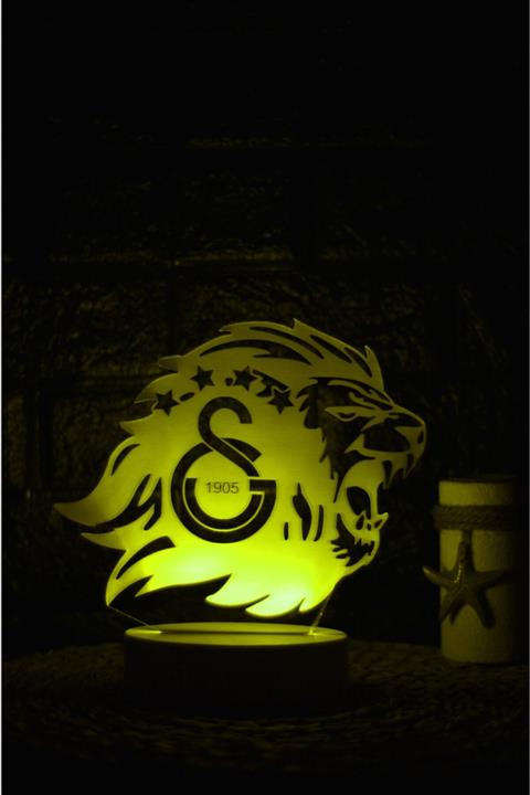 Yubi Design Aslan Galatasaray 3 Boyutlu Dekoratif Gece Lambası 3d