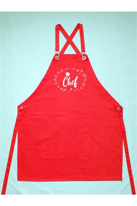 KURUMSAL AMBALAJ Mutfak Önlüğü –master-chef Önlüğü - Aşçı Önlüğü – Garson Önlüğü (CHEF BASKILI) Kırmızı
