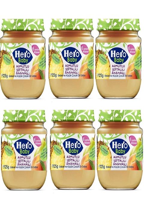 Hero Baby Armutlu Şeftali Ananaslı Kavanoz Mama 125 Gr X 6 Adet