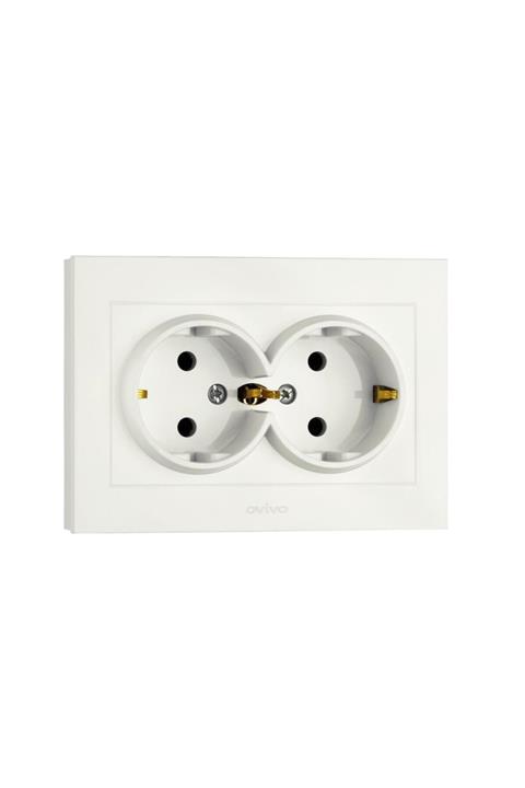OVİVO 2'li Topraklı Priz Beyaz Renk