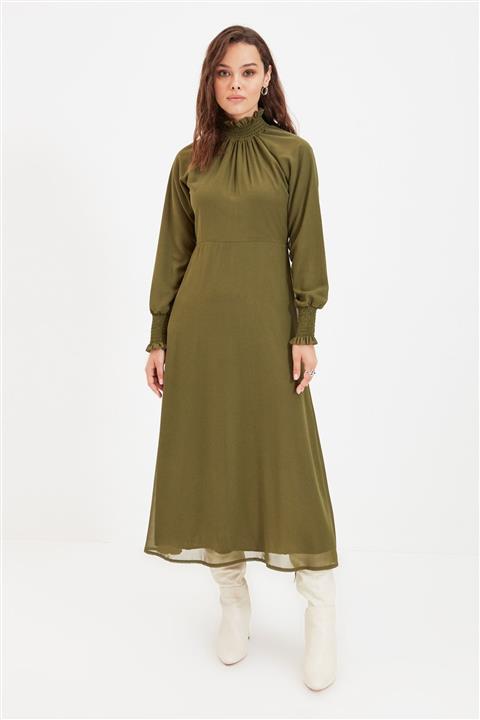 Trendyol Modest Yeşil Astarlı Şifon Elbise TCTAW22EB0035