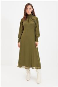 Trendyol Modest Yeşil Astarlı Şifon Elbise TCTAW22EB0035