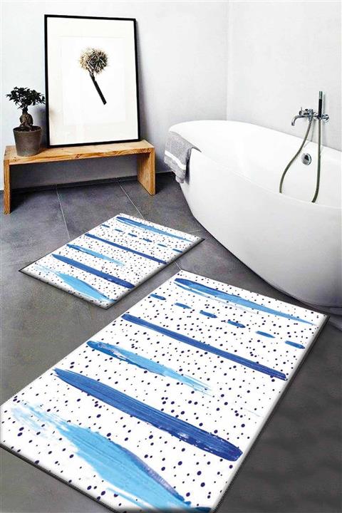 GARDENYA HOME Gardenya Desenli Yıkanabilir Kaymaz Taban 2li Banyo Halısı Paspas Klozet Takımı Bath-0041