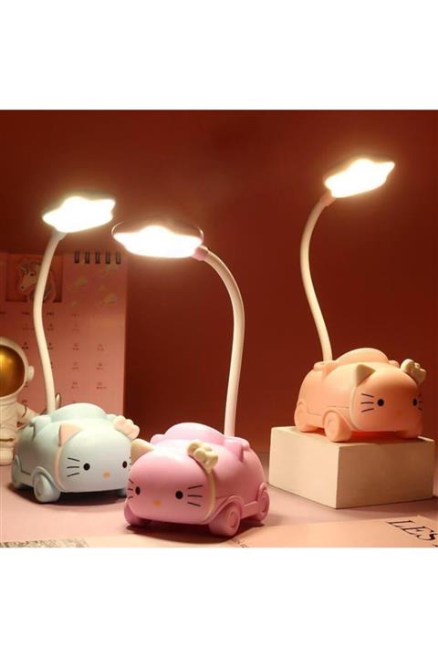 MiniHome Avec Av-6605 Sevimli Kedi Kalemlikli Usb Ledli Şarjlı Masa Lambası