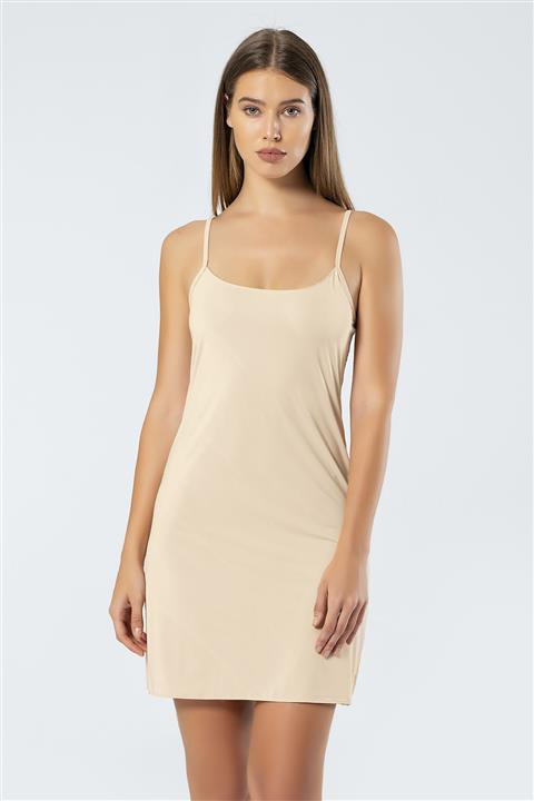 TÜREN 902 Kadın İp Askılı Düz Mikro Kombinezon -ten