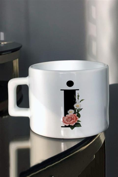 Hediyexpres I Harfli Şık Baskılı Beyaz Çay-kahve Fincanı