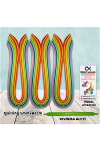 ÖĞRETMENLER OFİS & KIRTASİYE Ince Quilling Seti 5mmx42cm 3lü Set Kıvırma Aleti Kitapçığı