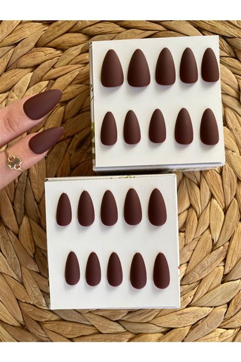 SYBELLE KOZMETİK 28 Adet Koyu Bordo Mat Badem Takma Tırnak