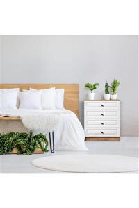Just Home Ares 4 Çekmeceli Şifonyer - Safir Meşe/beyaz