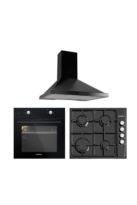 Luxell Siyah Tasarım Üçlü Ankastre Set