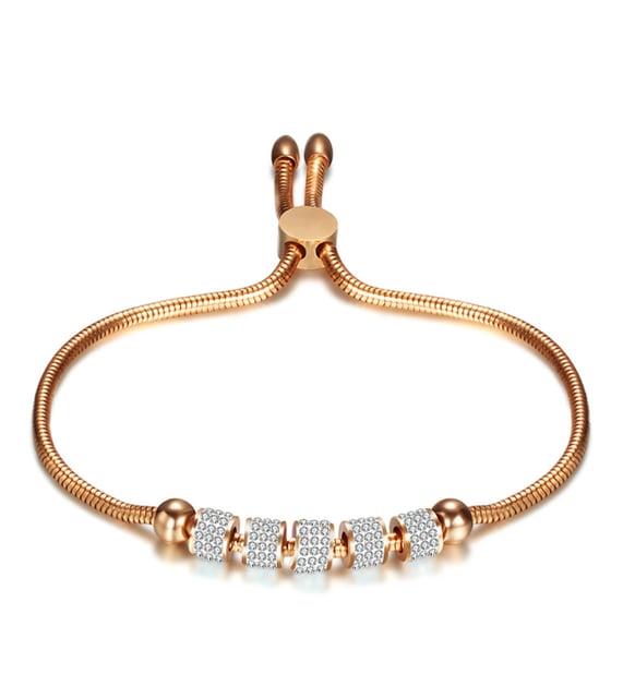 Chavin Bilek Ayarlı Işıltılı Bayan Çelik Bileklik eb22