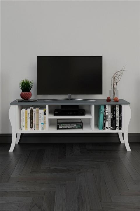 Platinreyon Modern Lukens Ayaklı Kapaksız Tv Ünitesi 120cm Televizyon Sehpası Antrasit