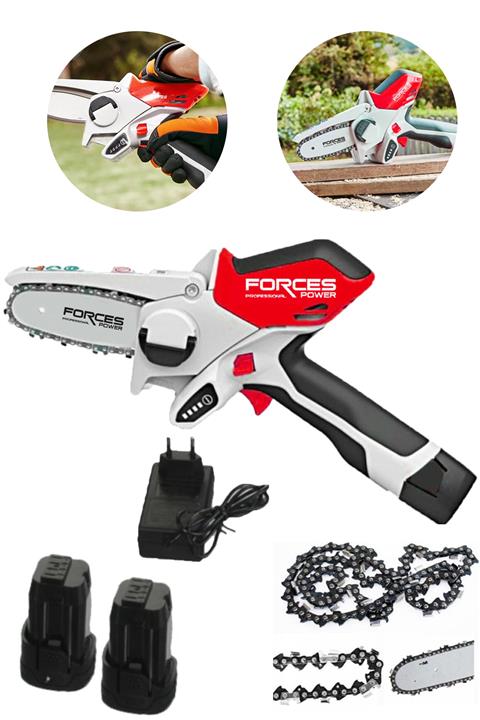forces power Germany X-tork 48 V 6 Ah Metal Şanzıman Çift Akülü Lityum Li-on Şarjlı Ağaç Ve Dal Kesme Makinesi