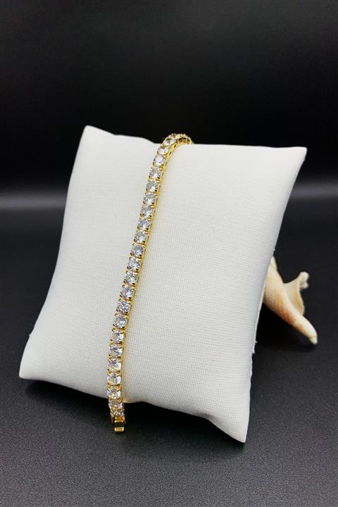 Vous Pour Kadın Pırlanta Modelli Zirkon Taşlı Lüks Gold Bileklik