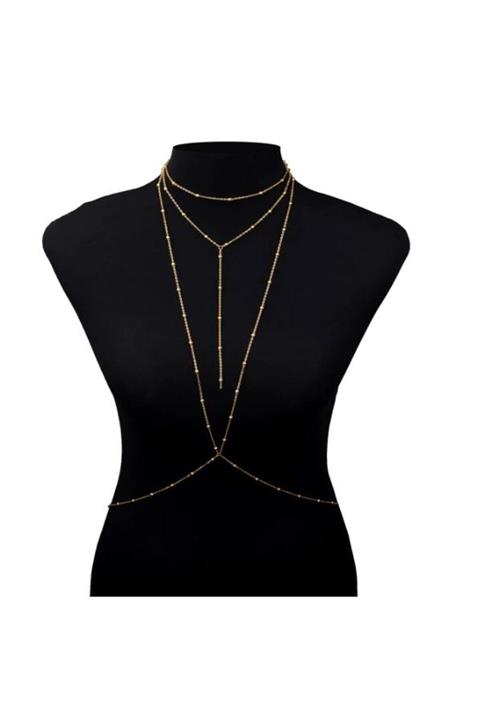 Huban Takı Aksesuar Tekstil Kararmaz Yeni Trend Kolye - Vücut Aksesuarı - Vücut Zinciri