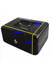 Egonex Anahtarlı Anahtarlı Çelik Kasa Büyük Boy Bozuk Para Kasası Nakit Kutusu Cash Box 9x18x25