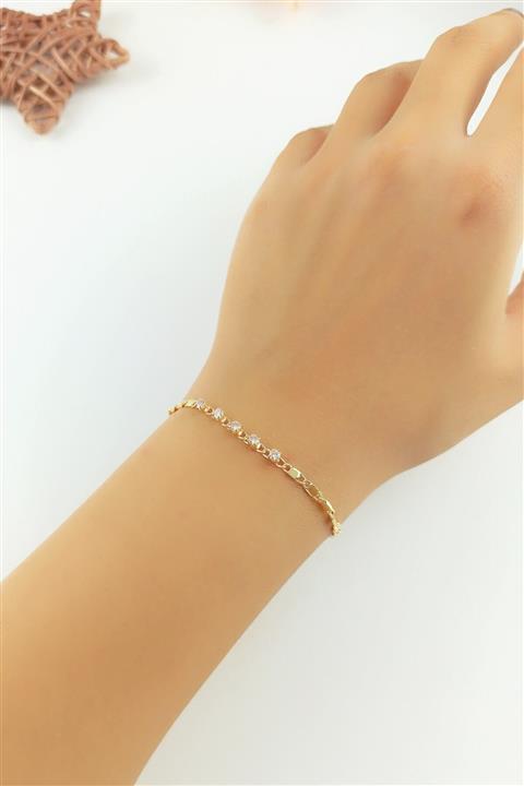 Çlk Accessories Özel Seri Taşlı Ezme Zincir Bileklik B350