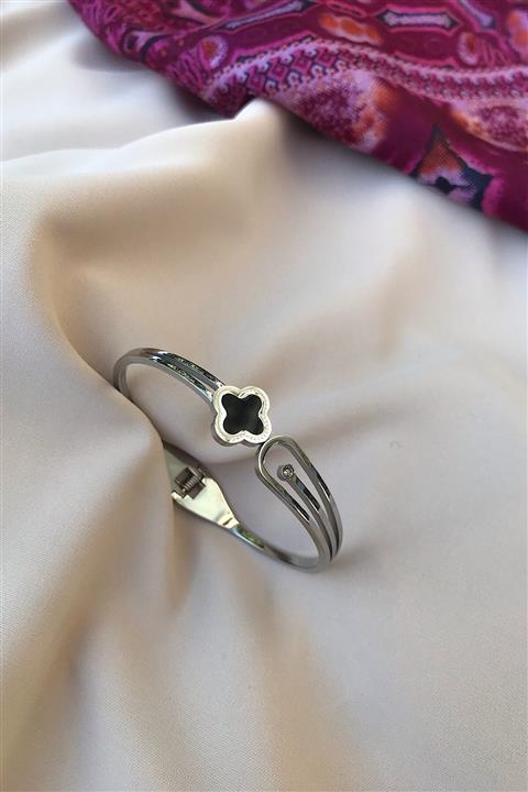 novon Van Cleef Model Zirkon Taşlı Çelik Rose Altın Renk Bileklik