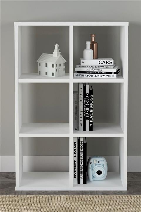 Sanal Mobilya Cube 6 Raflı Kitaplık Large Beyaz