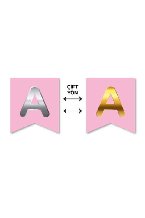 Festivall Party Shopping Çift Taraflı Harf Banner Gold/gümüş Pembe A