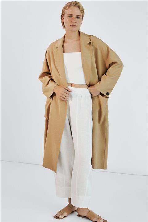 Massimo Dutti Kadın Keten Liyosel Trençkot 06444954