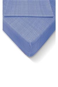 ŞenKahve Ci 180x200 Battal Çift Yastıklı Mavi Lastikli Çarşaf
