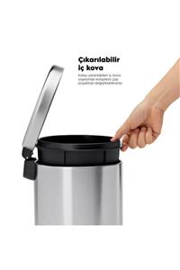 WESS Pedallı 40 Lt Paslanmaz Krom Çöp Kovası Lüx ( H ) 63 Cm