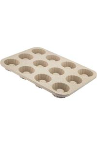 ThermoAD Granit Döküm Kek Kalıbı Muffin Vizon 12'li 35*26 Cm