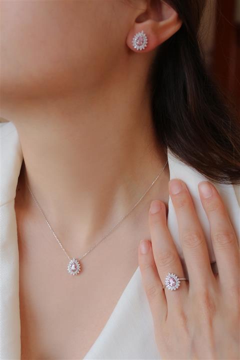 Selika Kuyumculuk Kadın 14 Ayar Beyaz Altın Prenses Model Set