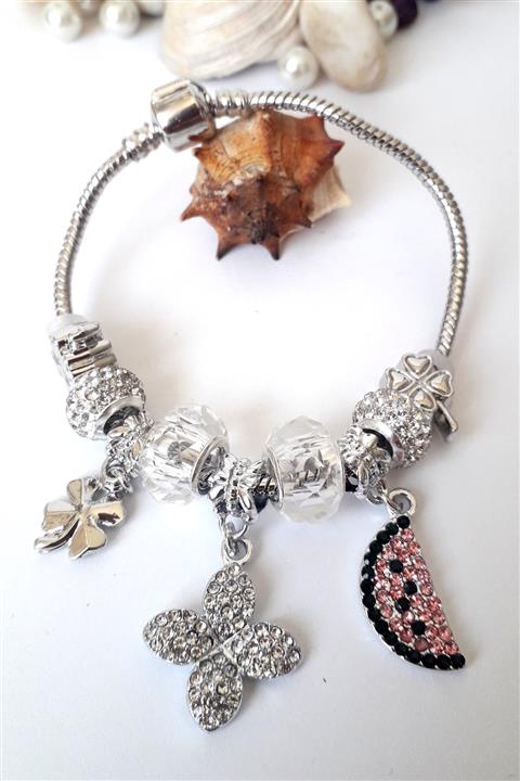 Lady Dessus Yonca Model Charmlı Çelik Bileklik