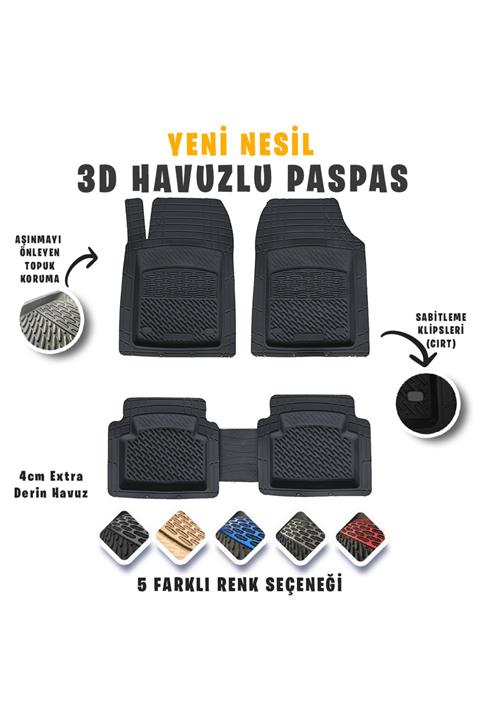 SAFİR Fiat Linea 2017 Model 3d Havuzlu Paspas Siyah Renk