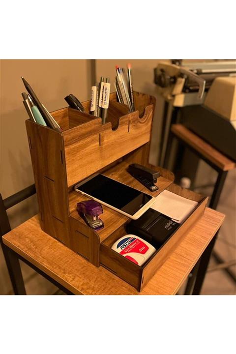 NefTasarim Özel Tasarım Masa Üstü Ornanizer Neft Ahşap