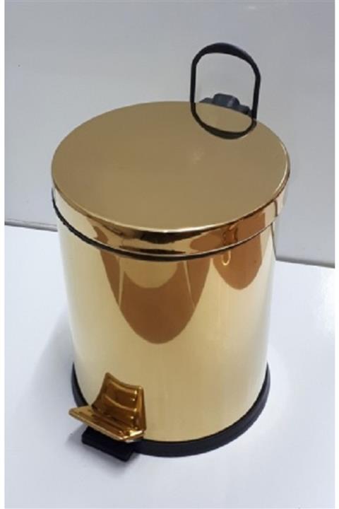 Defne Paslanmaz 5 Litre Pedallı Çöp Kovası Pvd Altın