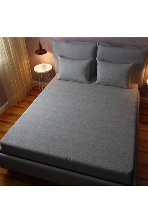 Kadınca Dükkan Battal Boy Ranforce Lastikli Çarşaf Set Gri