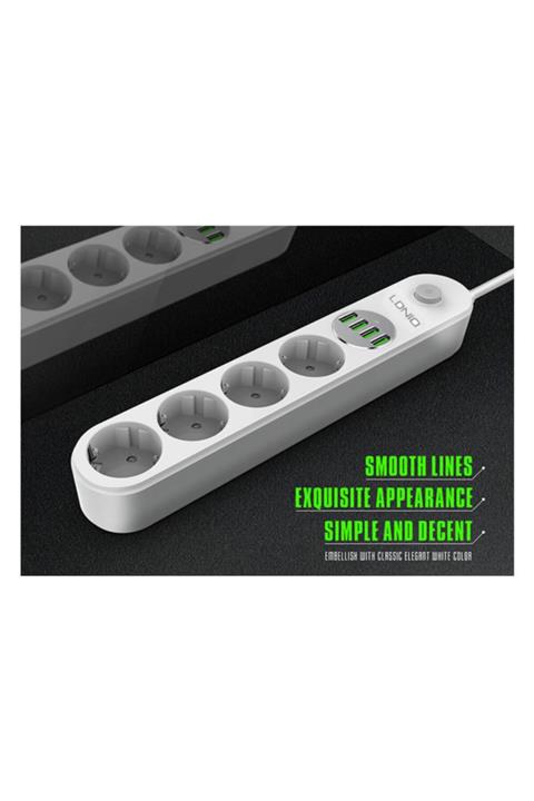 WOZLO 4 Usb Çıkışlı Akım Koruyuculu 4 Lü Priz 2 Metre 5v - 3.4a