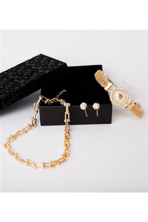 THOMAS ALLİ Kadın Çeyrek Bileklikli Gold Set Ta344