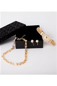 THOMAS ALLİ Kadın Çeyrek Bileklikli Gold Set Ta344