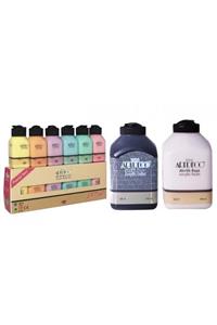 Artdeco Akrilik Boya 6x75ml Pastel Renkler + 500ml Beyaz+ 500ml S