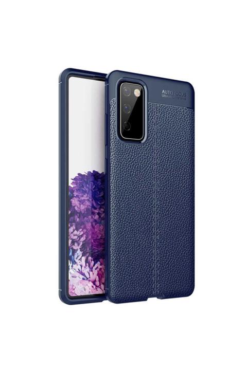 Samsung S20 Fe Kılıf Lacivert Deri Görünümlü Niss Silikon
