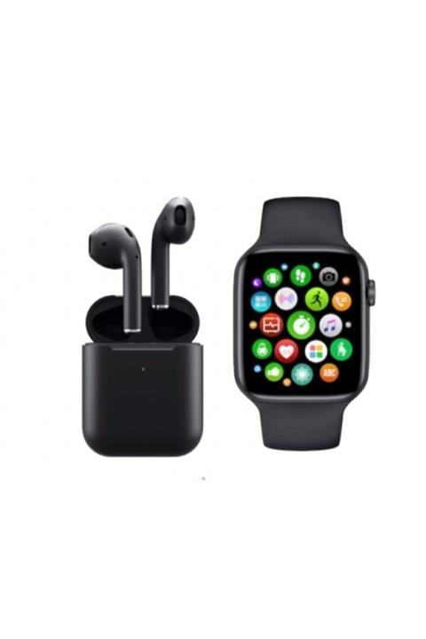 SilvaSaat Akıllı Saat T500 ve Airpods 12 Kablosuz Kulaklık Siyah