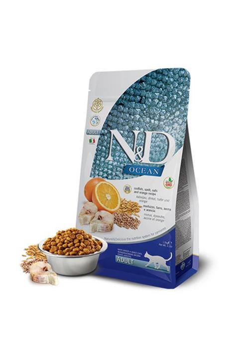 N&D Düşük Tahıllı Morina Balıklı ve Portakallı Kedi Maması 1,5 kg