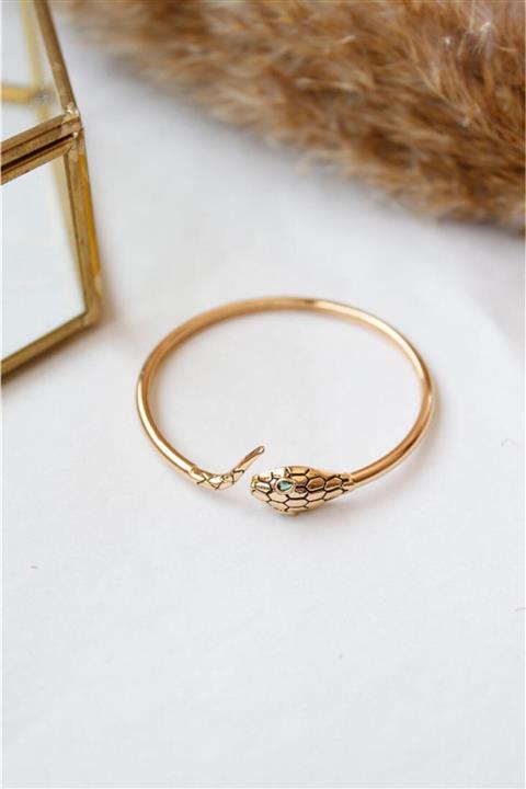 Design Look Yılan Figürlü Çelik Kelepçe Bileklik