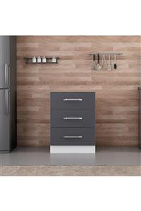 Minar Mutfak Alt Modül 3ç Nray 60cm Dolap Beyaz/antrasit - A1