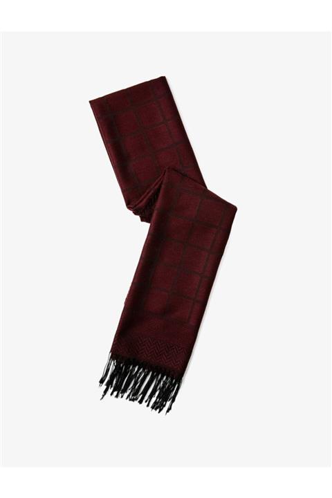 Koton Kadın Bordo Püsküllü Desenli Atkı
